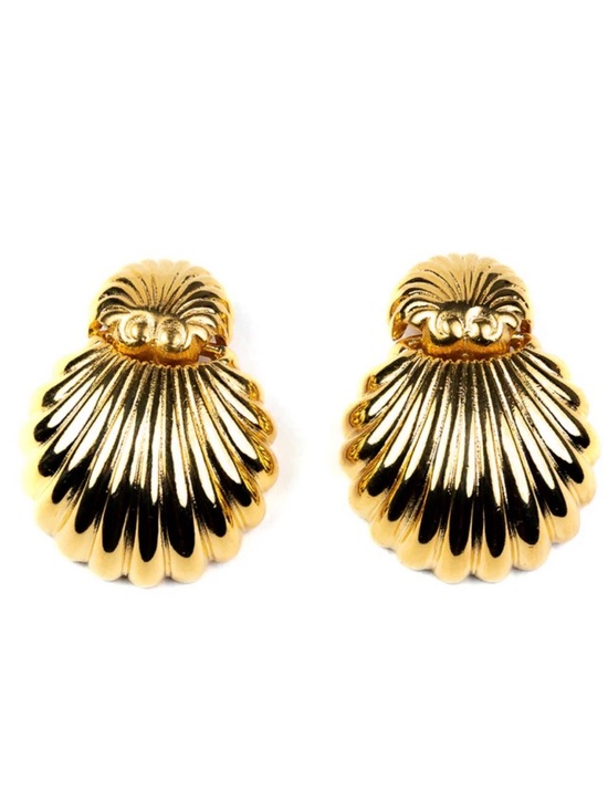Kenneth Jay Lane Jewelry - KENNETH JAY LANE GOLD SEASHELL CLIP EARRINGS